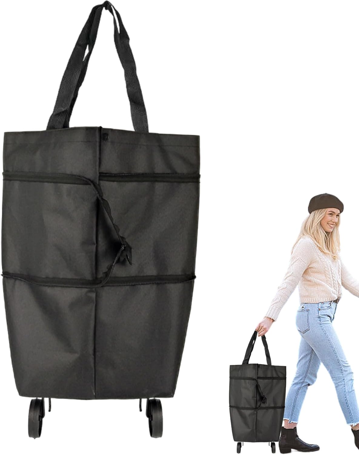 Large Foldable Shopping Bag with Wheels, Reusable Shopping Bag (1+1 FREE) – Veytra