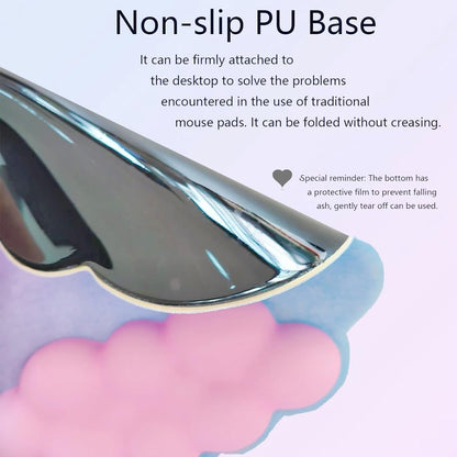 Cloud-shaped ergonomic wrist rest with mouse pad and coaster – Zeyora