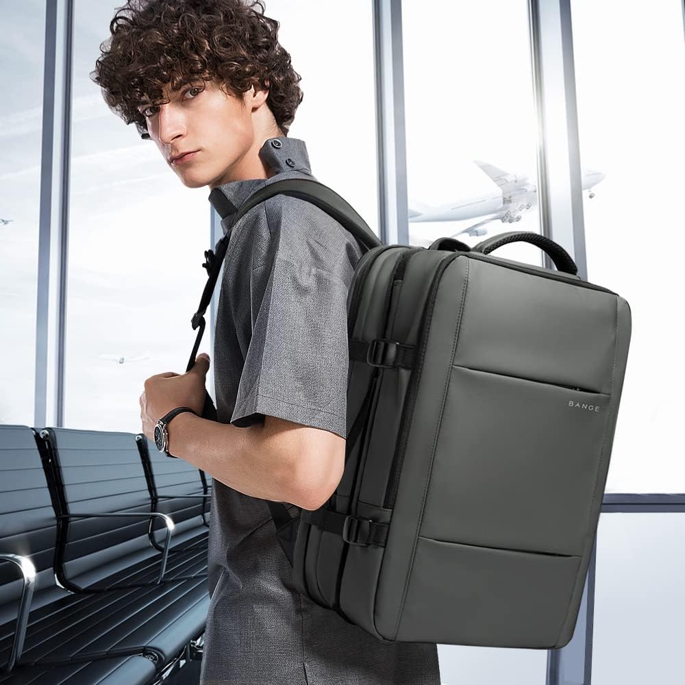 Expandable 26–45 L waterproof travel backpack with laptop compartment and duffel option.