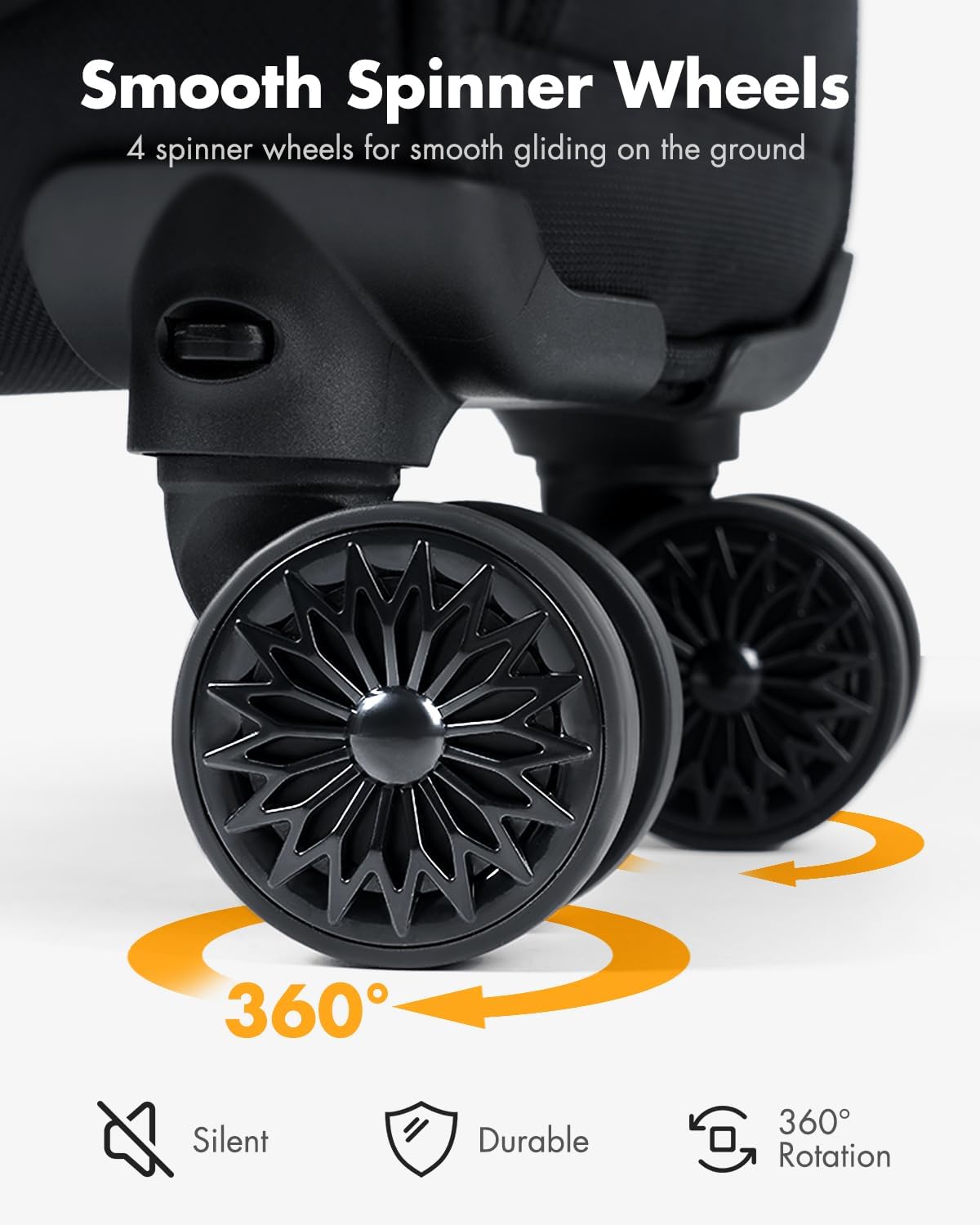 Airline-approved under-seat hand luggage with spinner wheels and a laptop compartment