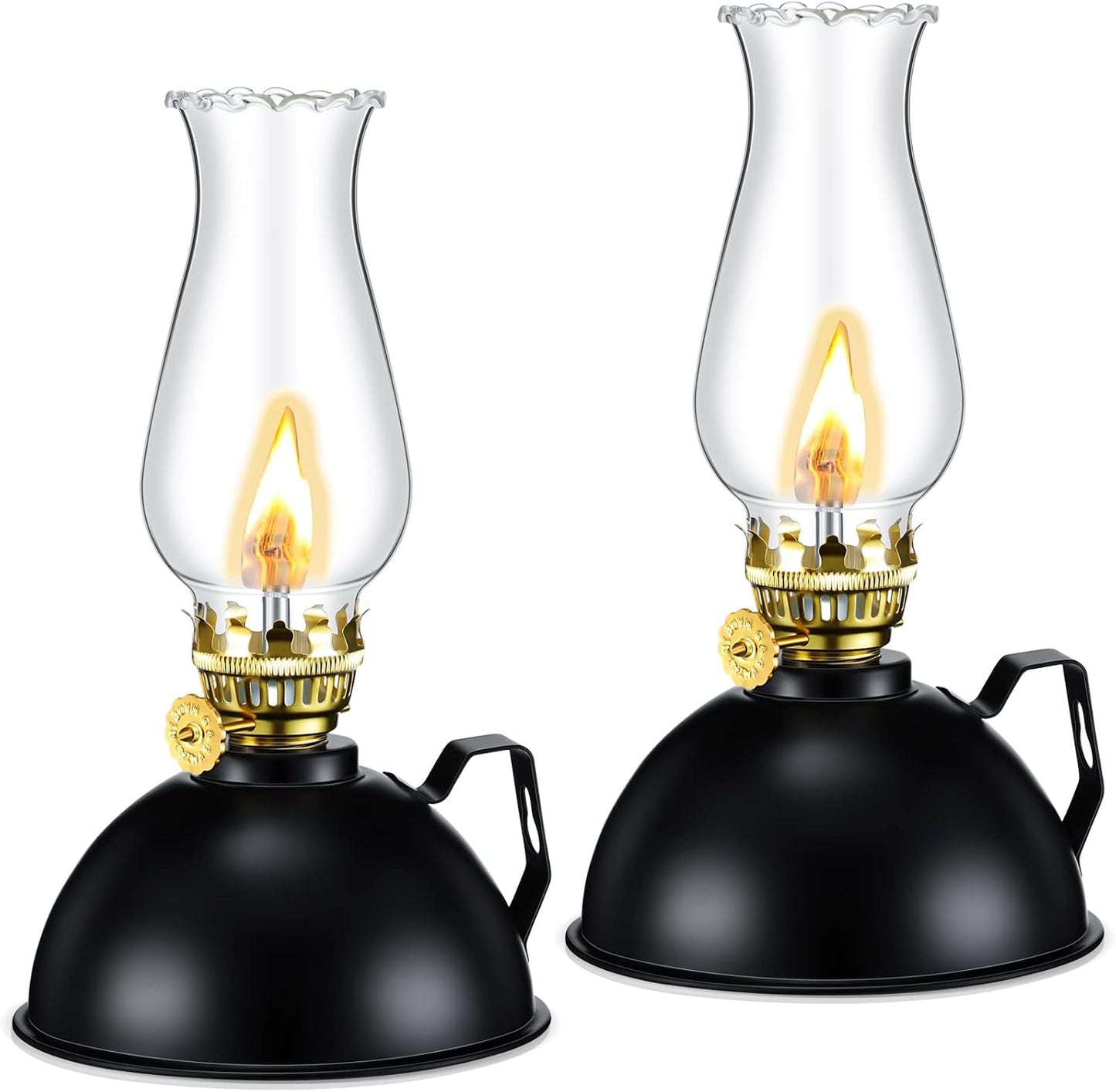 Set of 2 vintage-style glass and metal oil lamps – Ardin