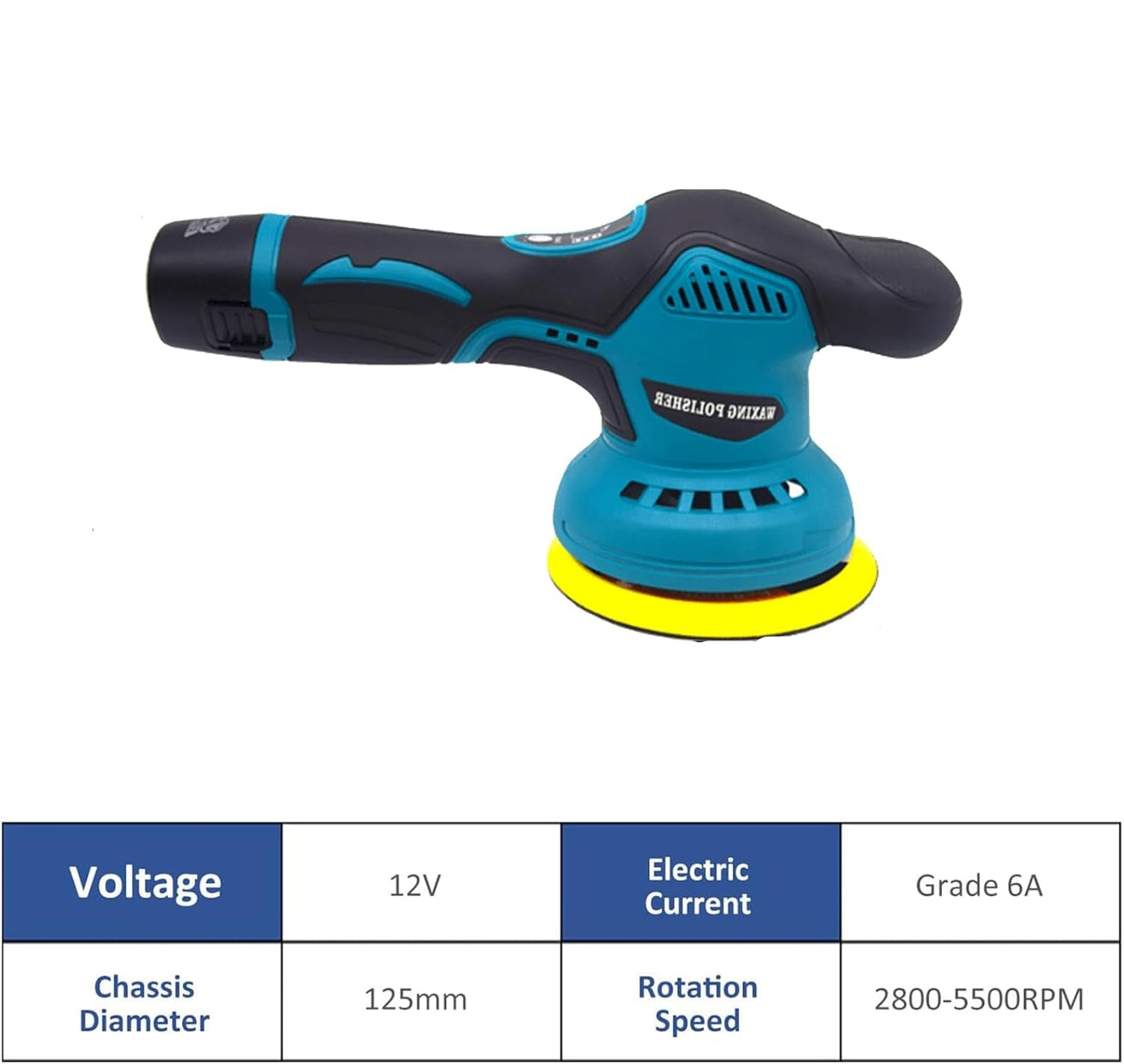 Cordless car polisher with dual batteries and 8-speed control – Torvex