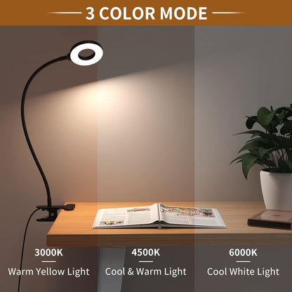 LED clip-on desk lamp with 3 colour modes and flexible gooseneck – Selvara (Buy 1 Get 1 Free)