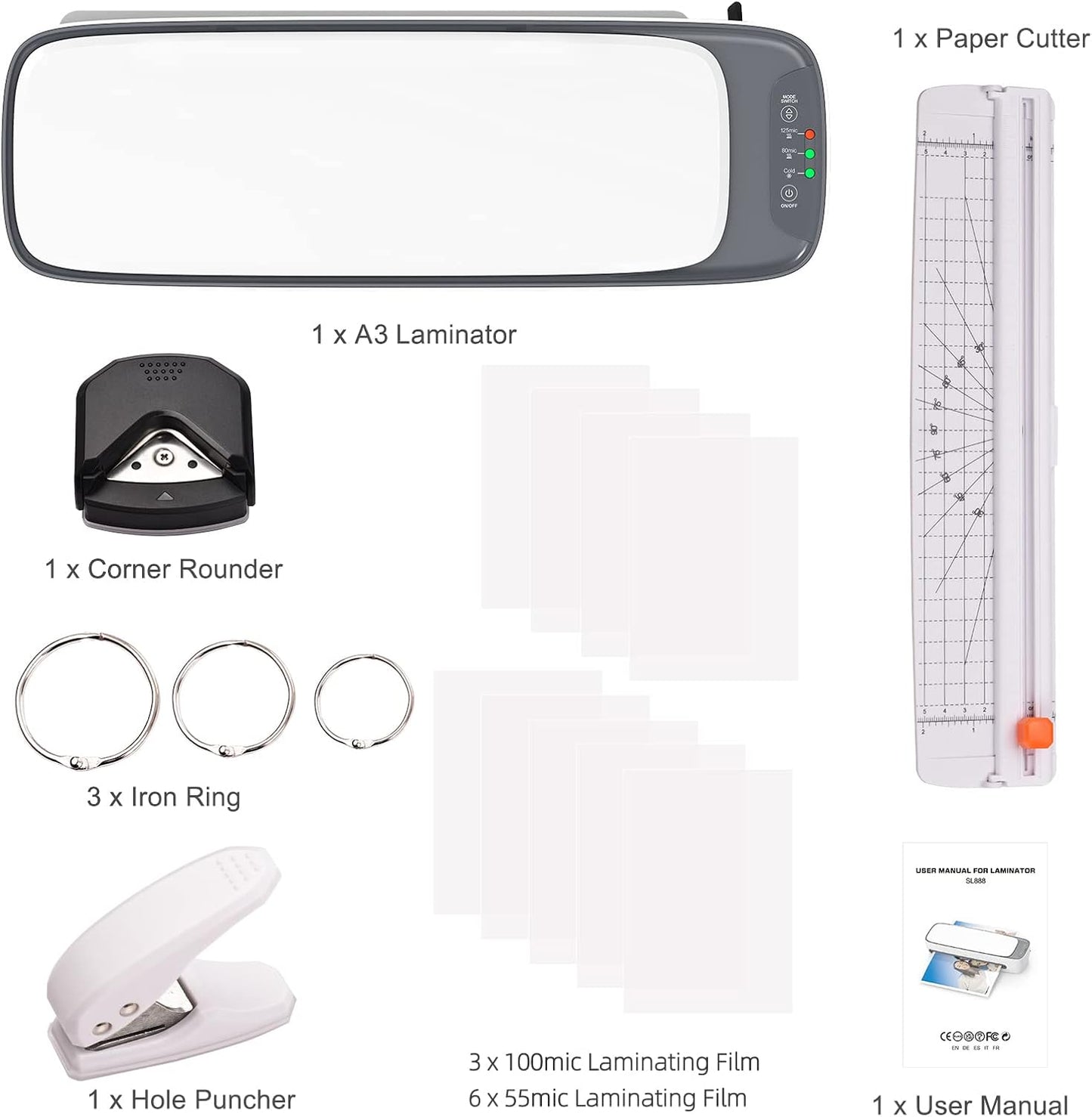 A3 desktop laminator set with hot and cold modes and 6-in-1 functions – Lexaro
