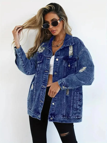 Waterproof & Lined Oversized Women's Hooded Denim Jacket – Autumn Magic Talia