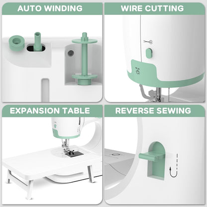 Portable 12-stitch sewing machine with extension table – StitchPro