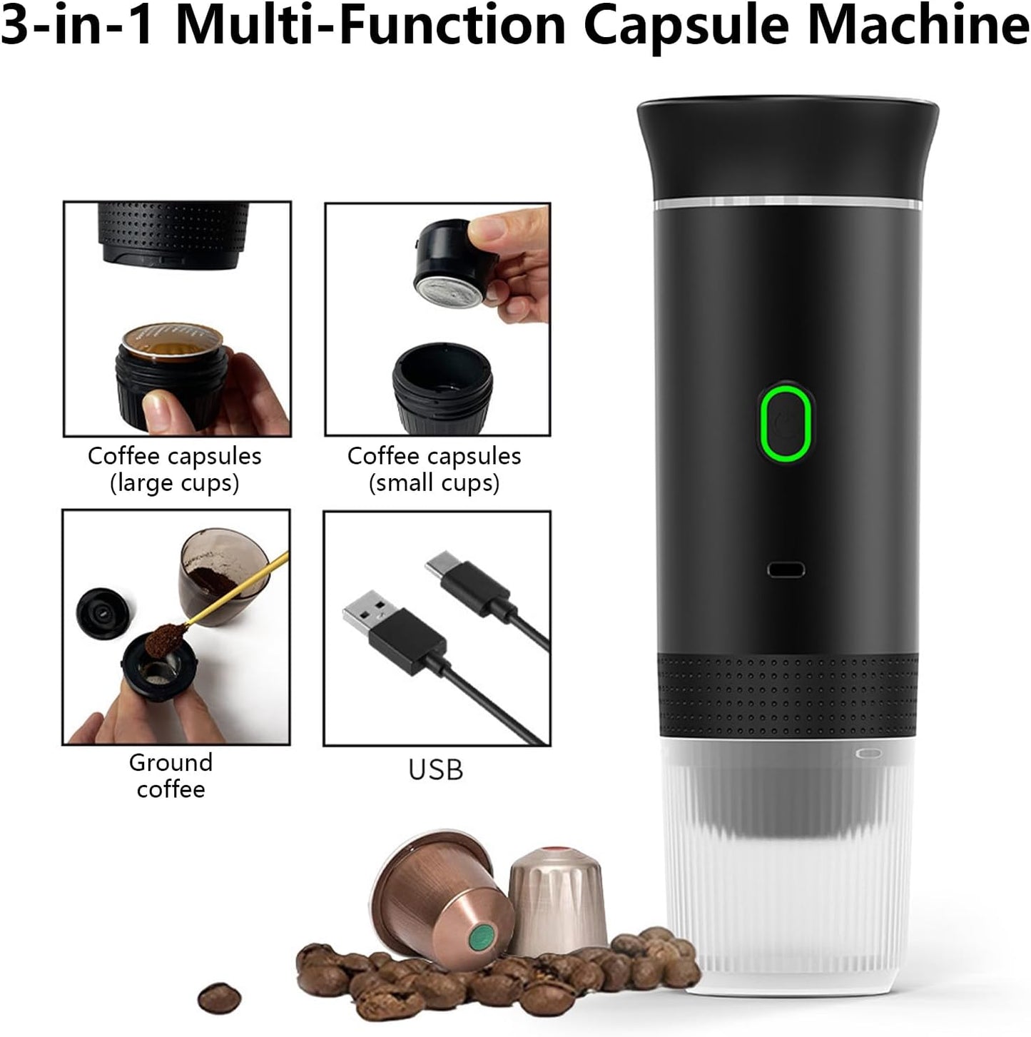 Portable 3-in-1 espresso maker with rechargeable battery – Raverno