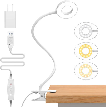 LED clip-on desk lamp with 3 colour modes and flexible gooseneck – Selvara (Buy 1 Get 1 Free)