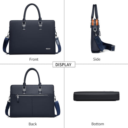 Genuine leather multi-compartment business laptop bag for professionals