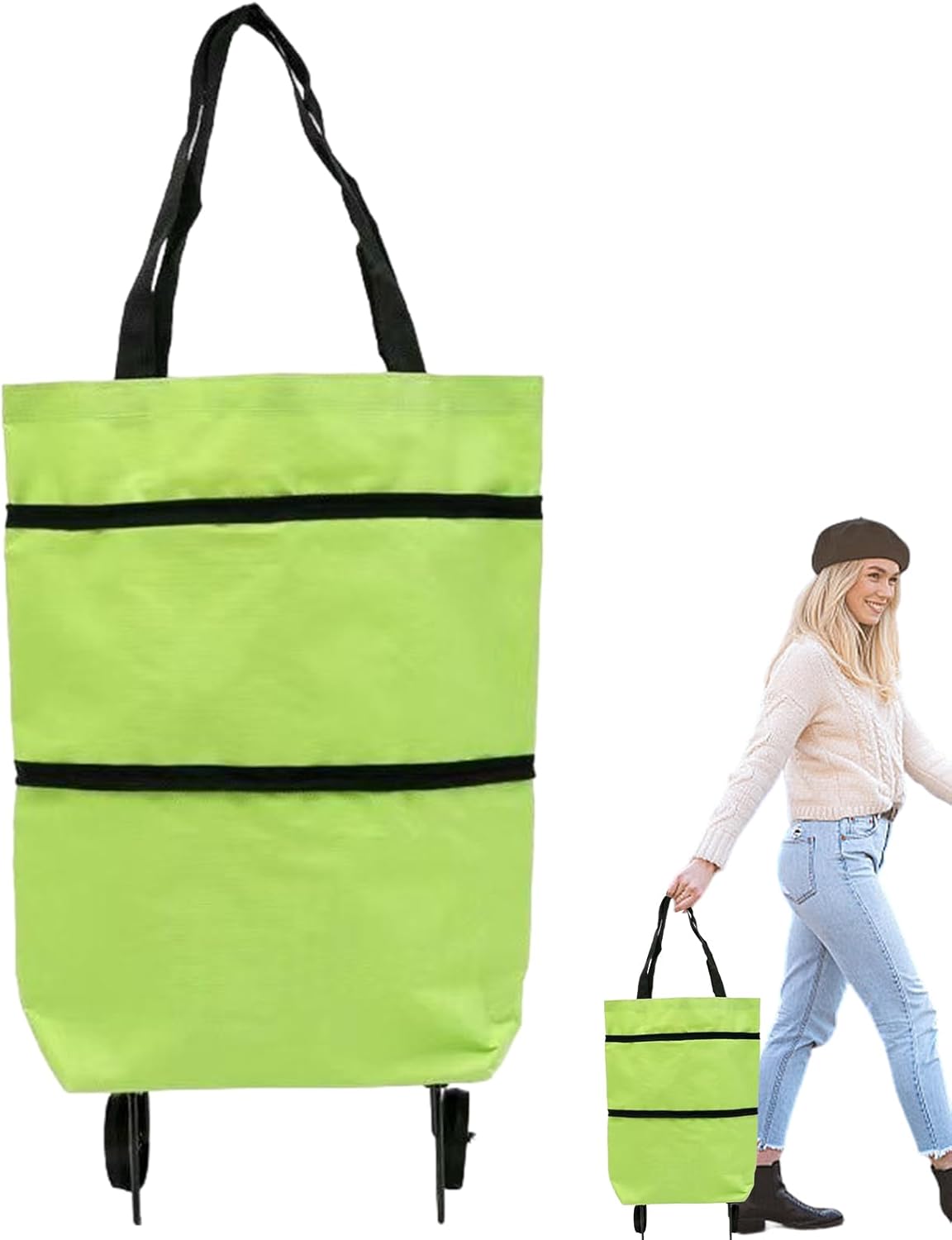 Large Foldable Shopping Bag with Wheels, Reusable Shopping Bag (1+1 FREE) – Veytra