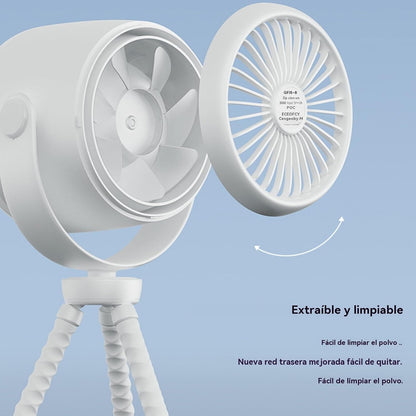 Rechargeable clip-on pram fan with night light — 100 speed settings