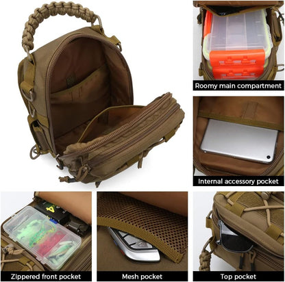 Fishing sling bag with multiple pockets for storing fishing gear – Arvion