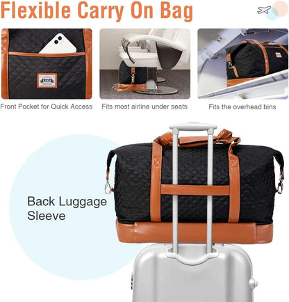 50L waterproof weekend duffel bag with toiletry bag and shoe compartments