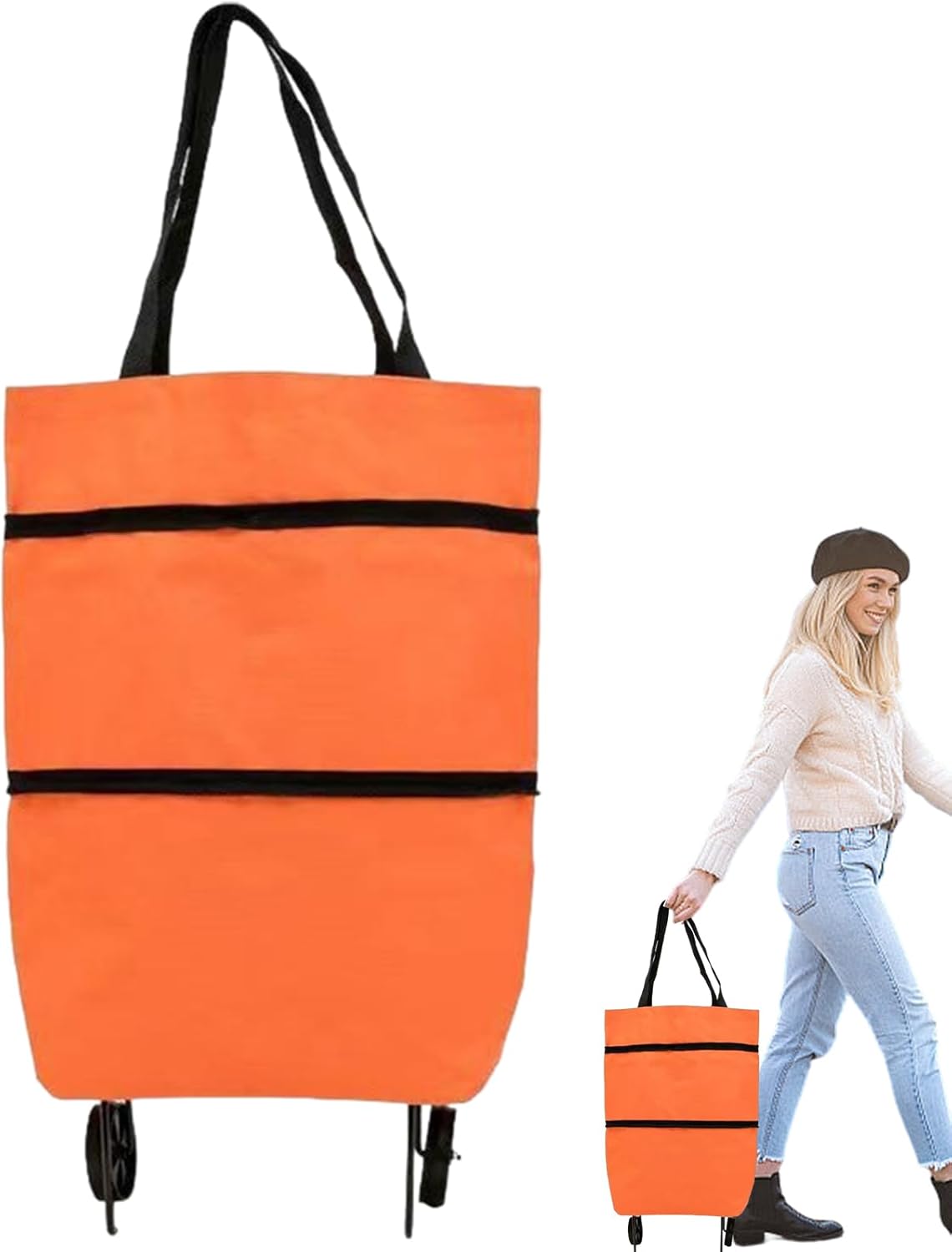 Large Foldable Shopping Bag with Wheels, Reusable Shopping Bag (1+1 FREE) – Veytra