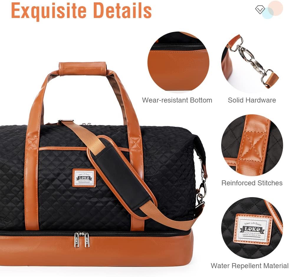 50L waterproof weekend duffel bag with toiletry bag and shoe compartments
