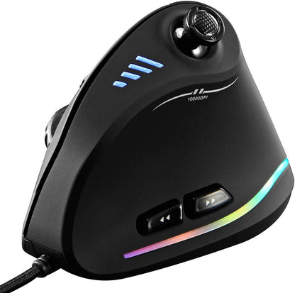 Vertical RGB gaming mouse with joystick and 11 programmable buttons – Kryvos