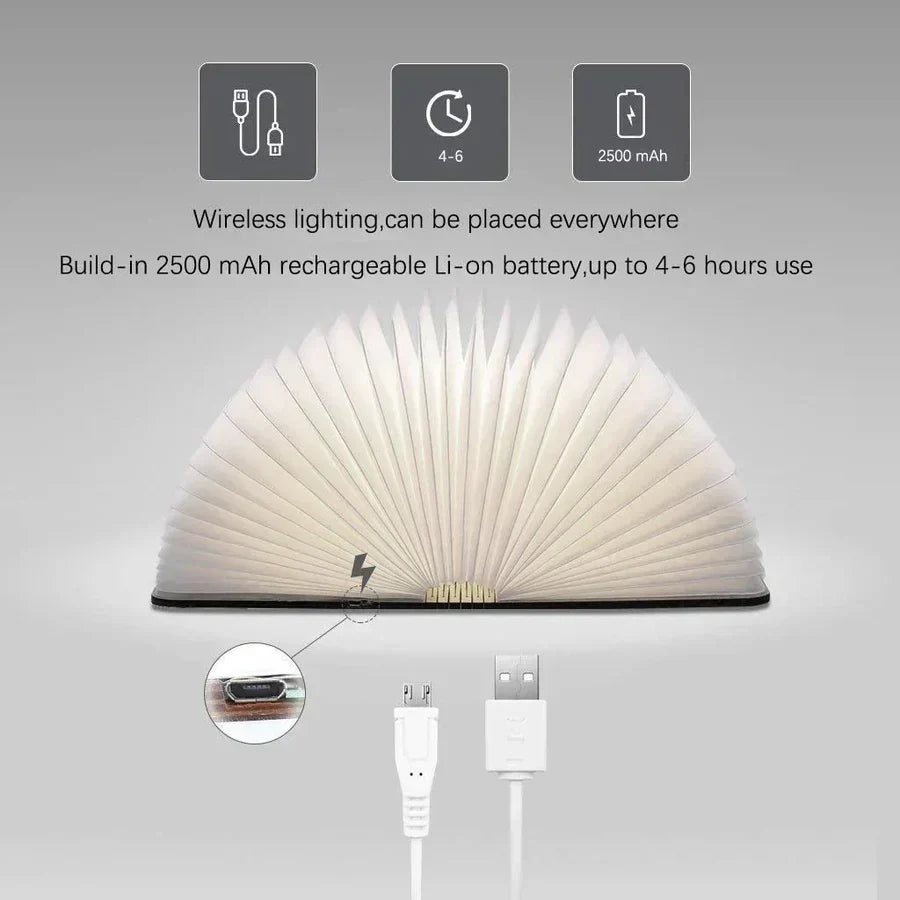 Folding Book Lamp with Warm LED Lighting - StoryGlow