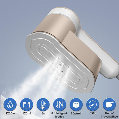 Portable travel steam iron, 1,200 W, with 6 modes and AU plug