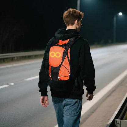 LED motorbike rucksack – illuminated safety bag for outdoor and night rides – Lumaro