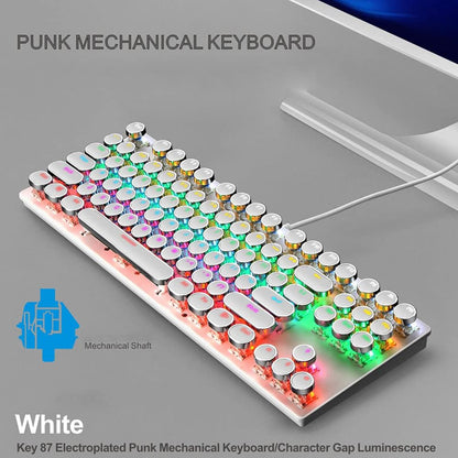 87-key mechanical gaming keyboard with RGB backlighting, blue switches