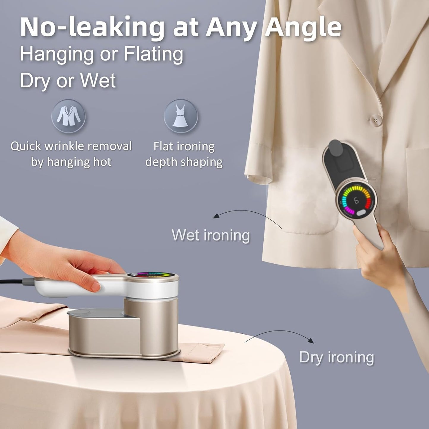 Portable travel steam iron, 1,200 W, with 6 modes and AU plug