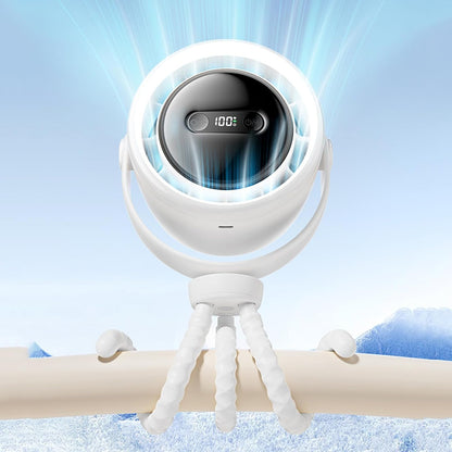 Rechargeable clip-on pram fan with night light — 100 speed settings