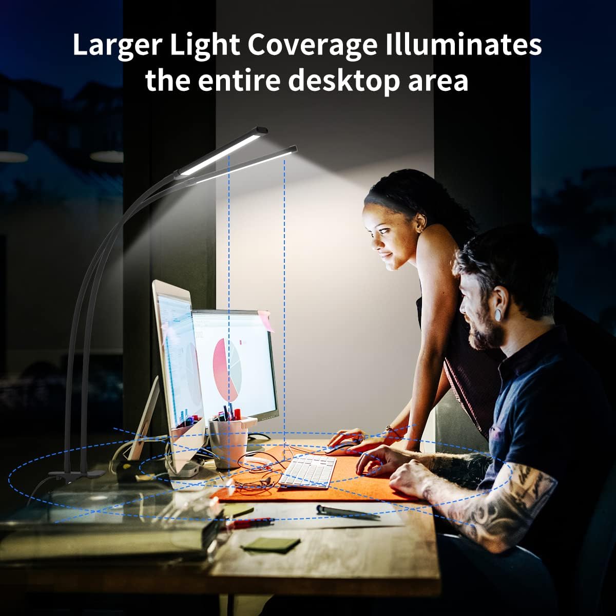 77-LED clip-on desk lamp with 70 cm flexible gooseneck – Ravien
