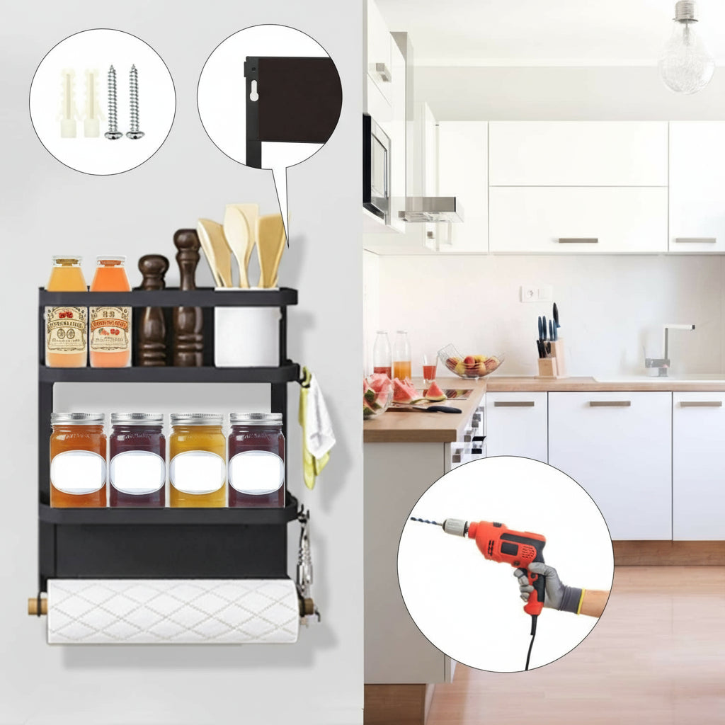 Magnetic fridge spice rack with kitchen roll holder – Oryden
