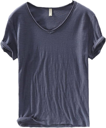Men's V-Neck Linen Shirt – Luca