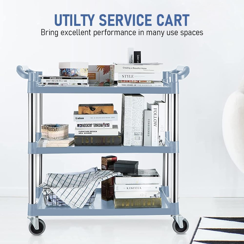 3-tier rolling service trolley with lockable castors – ServePro