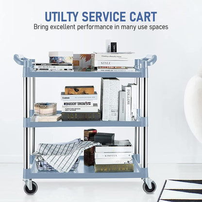 3-tier rolling service trolley with lockable castors – ServePro