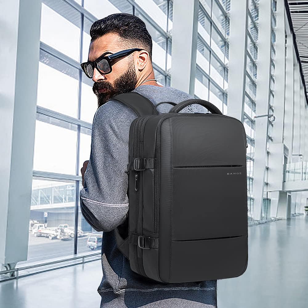 Expandable 26–45 L waterproof travel backpack with laptop compartment and duffel option.