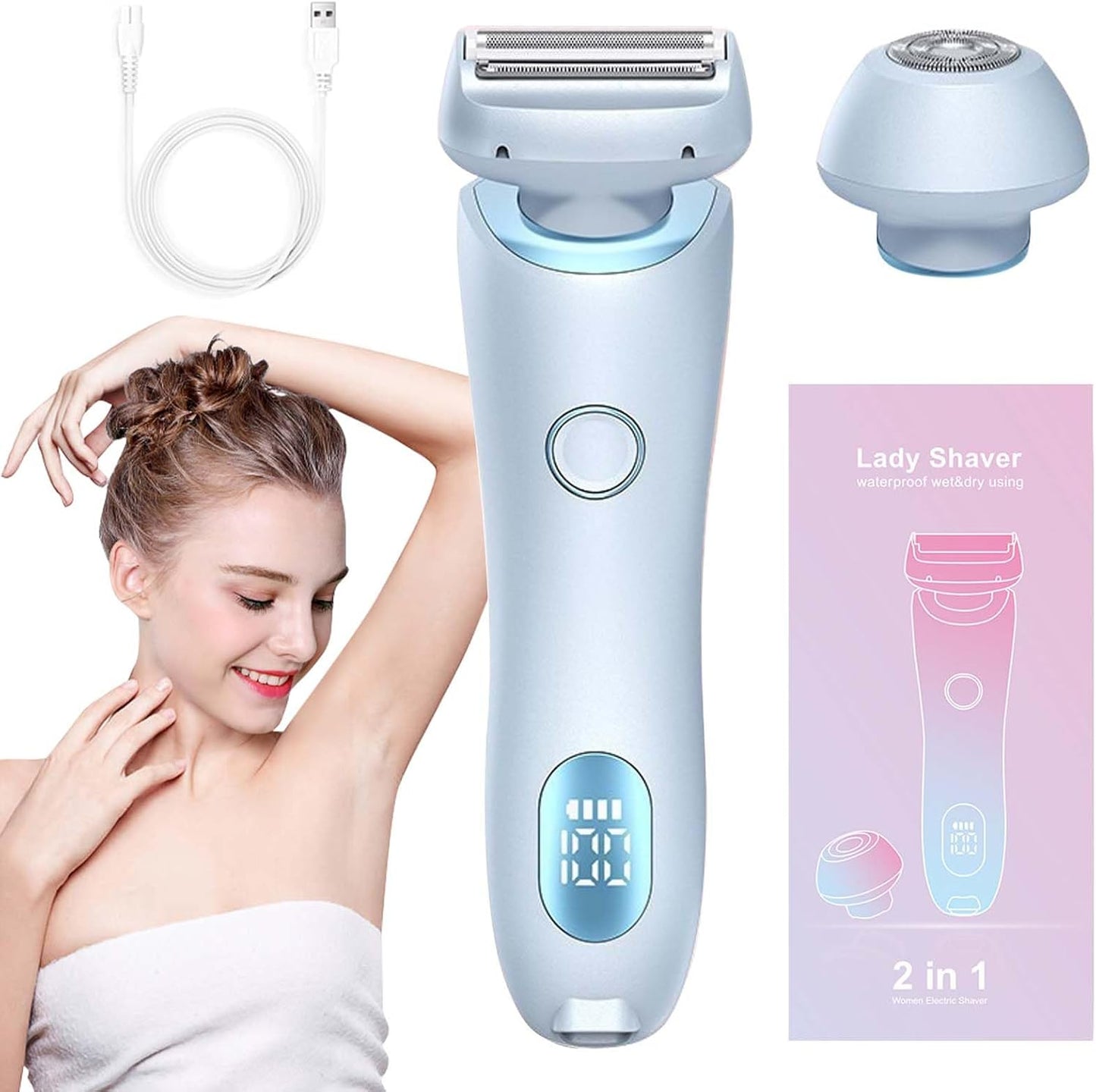 Women's electric shaver with 3 high-speed blades and 3D floating foil head – Nivora