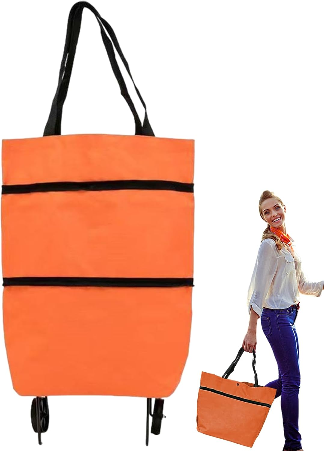 Large Foldable Shopping Bag with Wheels, Reusable Shopping Bag (1+1 FREE) – Veytra