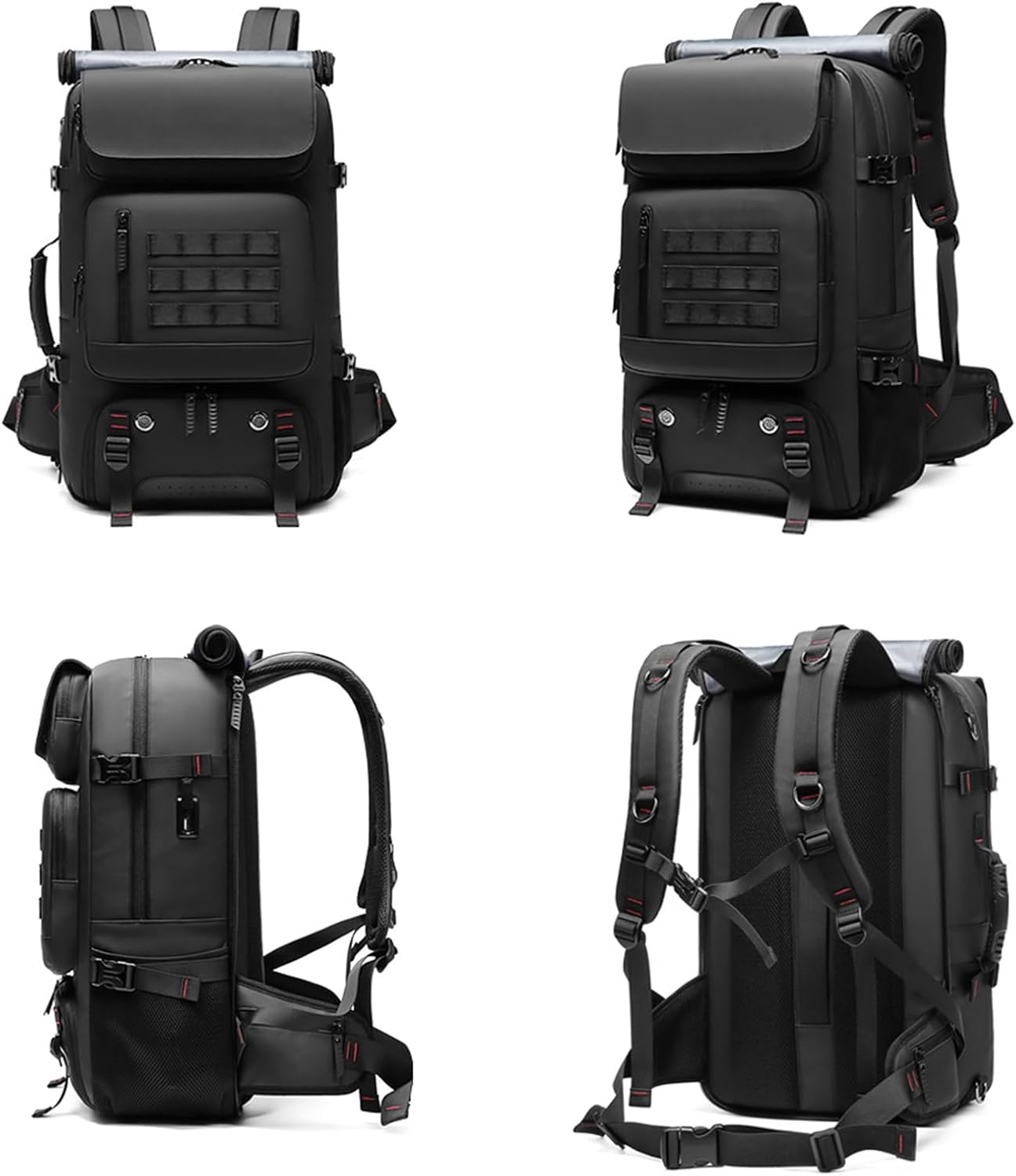 50‑litre waterproof travel rucksack with shoe compartment and USB port