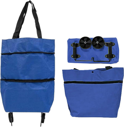 Large Foldable Shopping Bag with Wheels, Reusable Shopping Bag (1+1 FREE) – Veytra