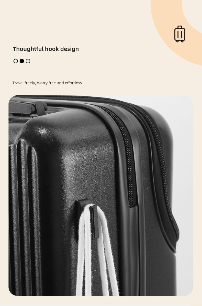 Hard-shell hand luggage with cup holder, USB port and TSA-approved lock.