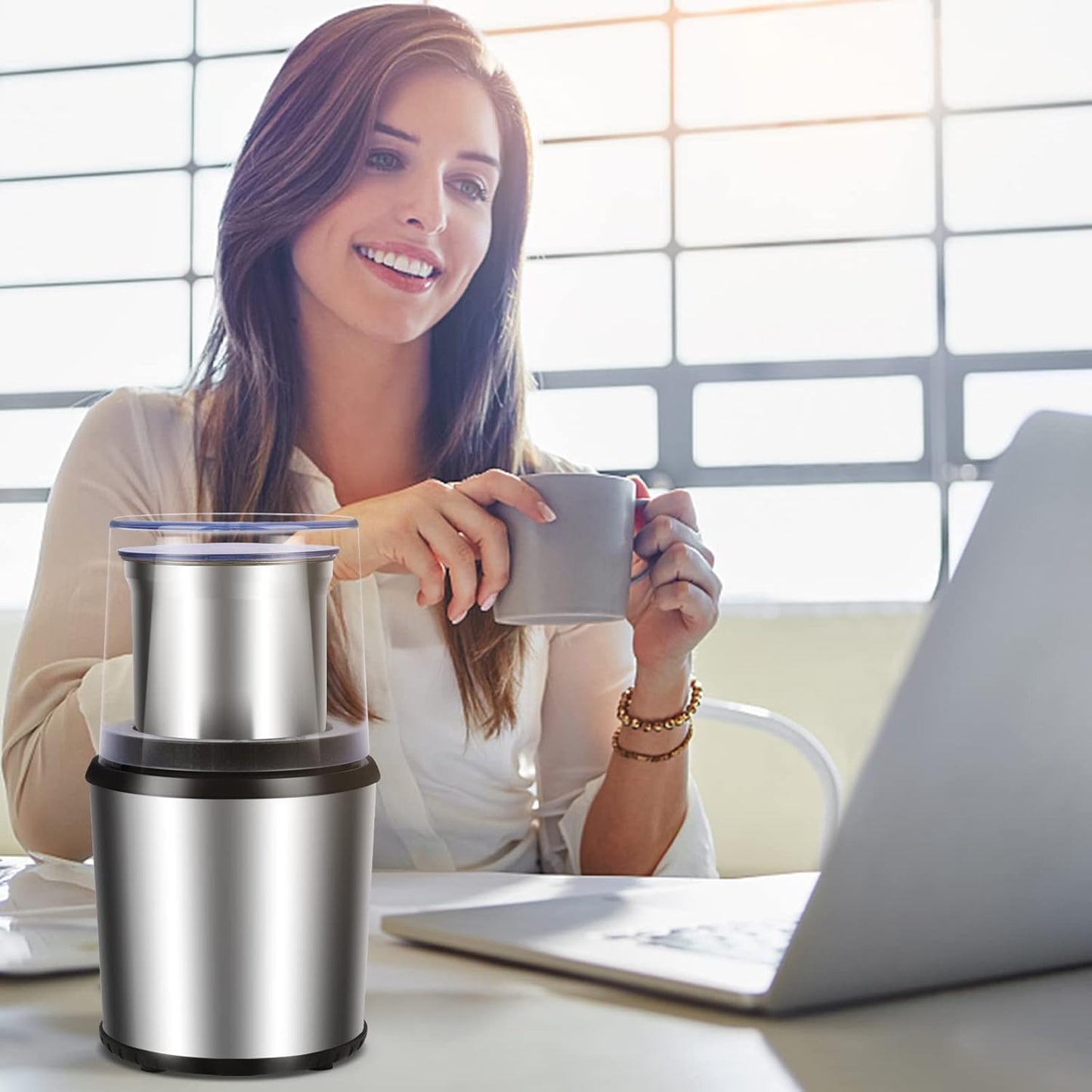 Electric coffee and spice grinder with removable cup – BrewMate