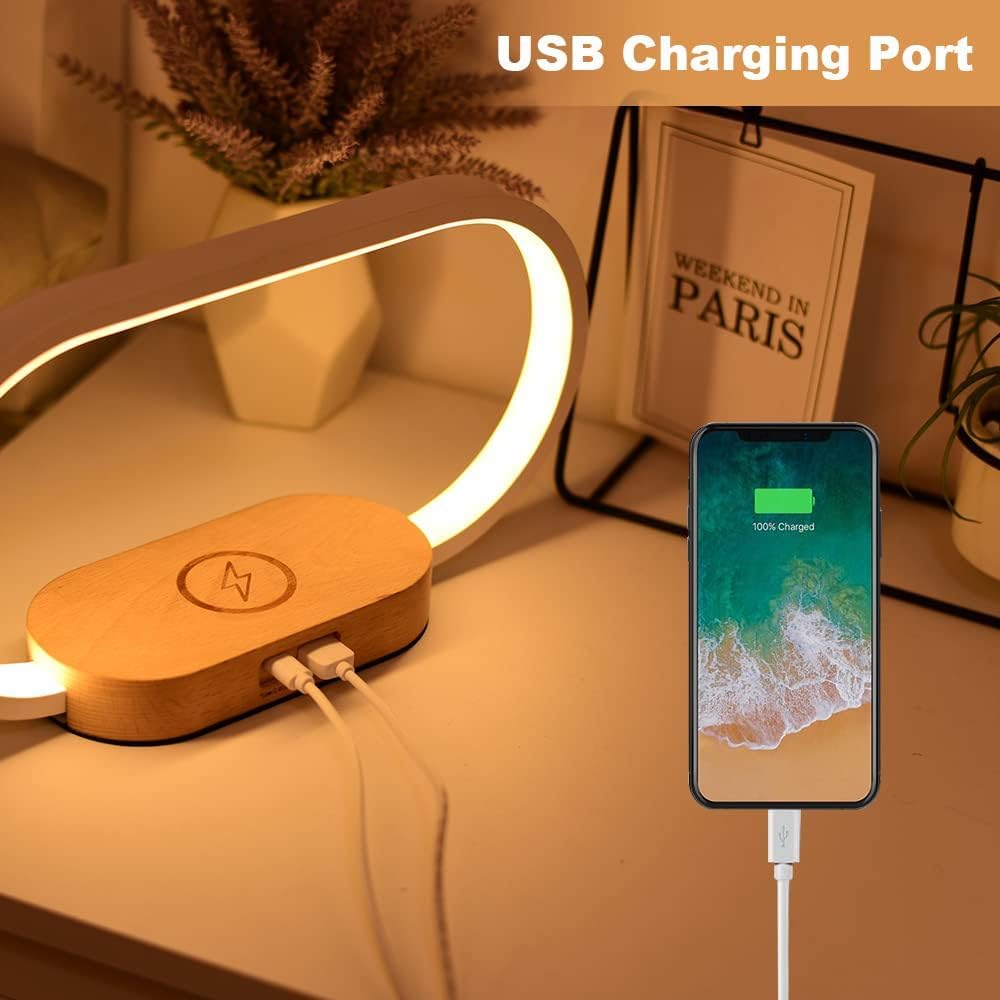 Corded lamp with wireless charging and clock – Lumora
