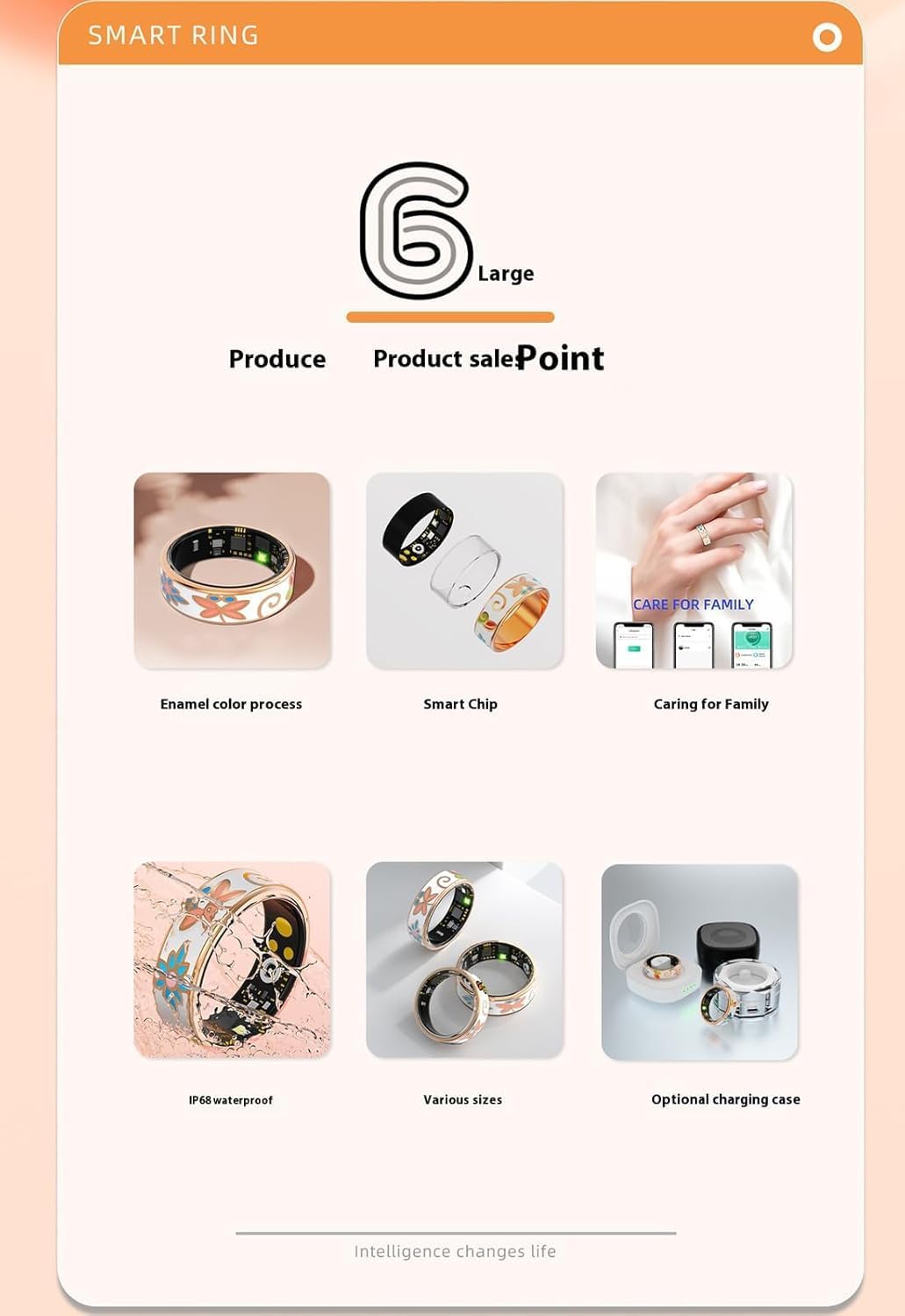 Smart Enamel Wellness Ring – Fitness and Sleep Tracker for iOS and Android – Aurina
