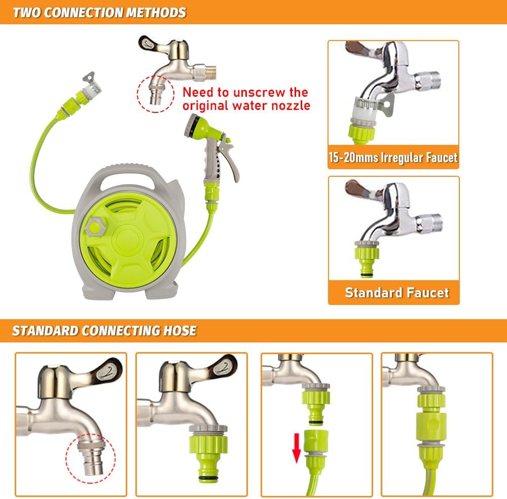 Compact garden hose reel with 15 m hose – Corvina
