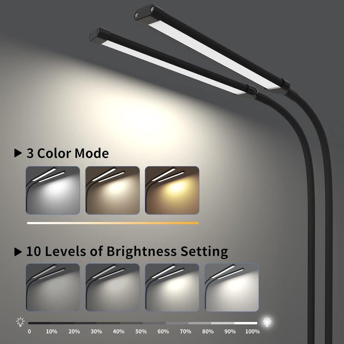 77-LED clip-on desk lamp with 70 cm flexible gooseneck – Ravien