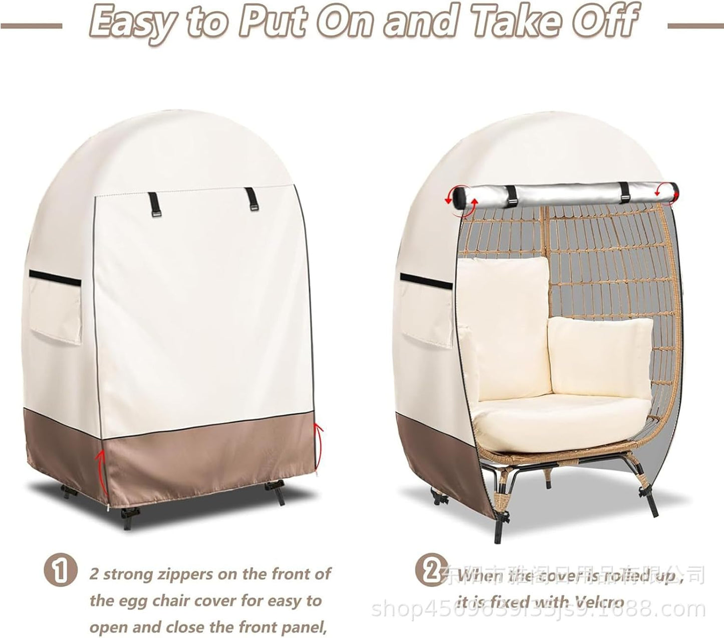 Waterproof egg chair cover with double zip – Solara