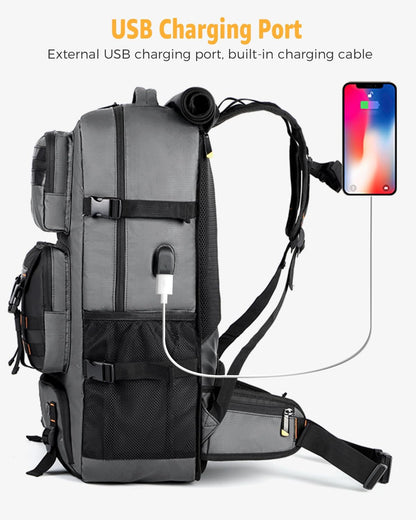 50L flight-ready convertible travel rucksack with shoe compartment and USB port