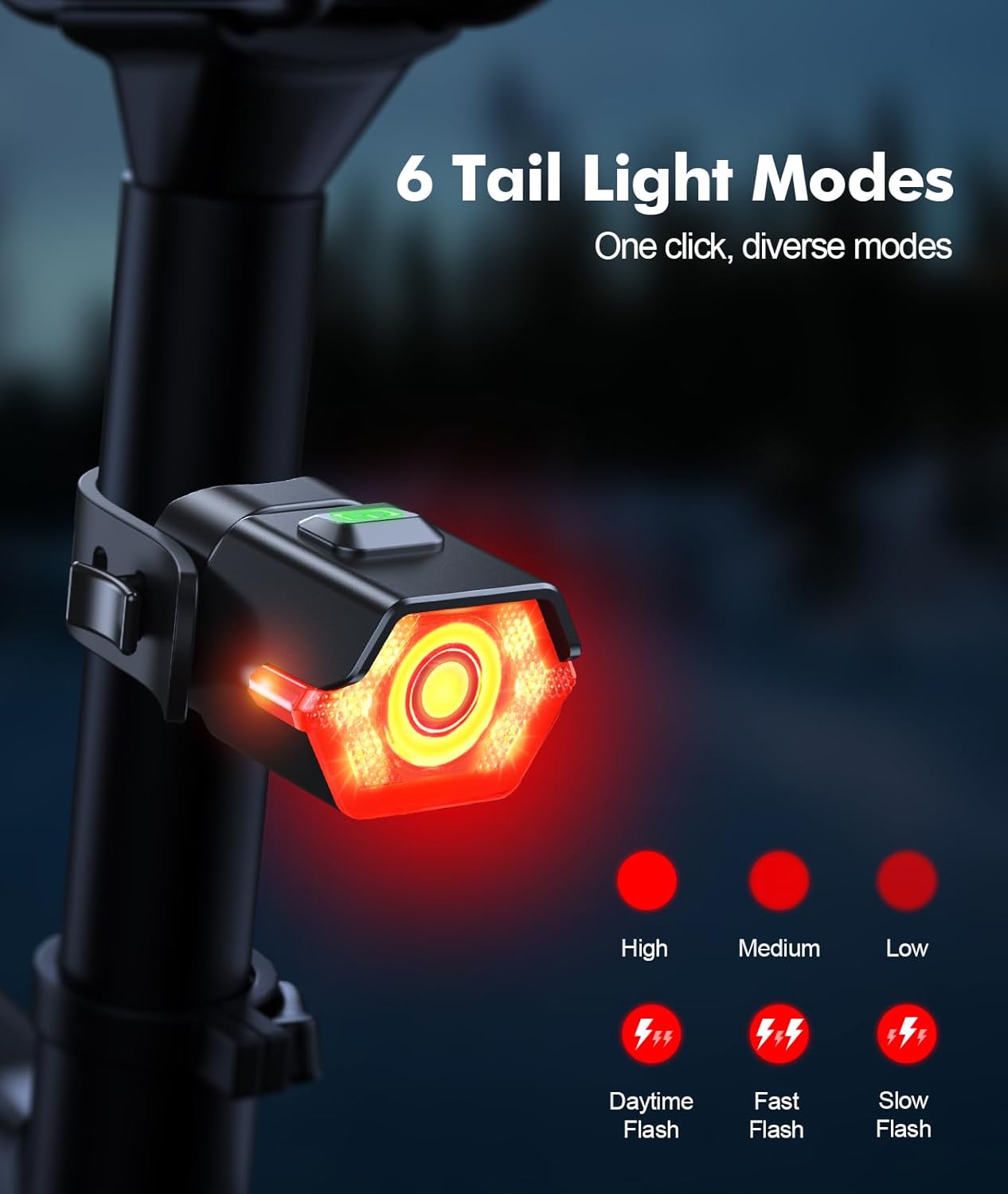 Rechargeable bike light set with 3+6 modes and side lighting – RoadBeam