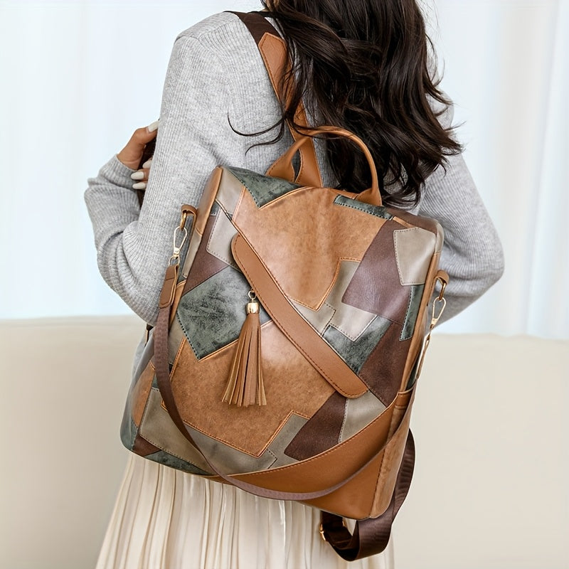 Checkered Anti-Theft Backpack with Multiple Pockets 7