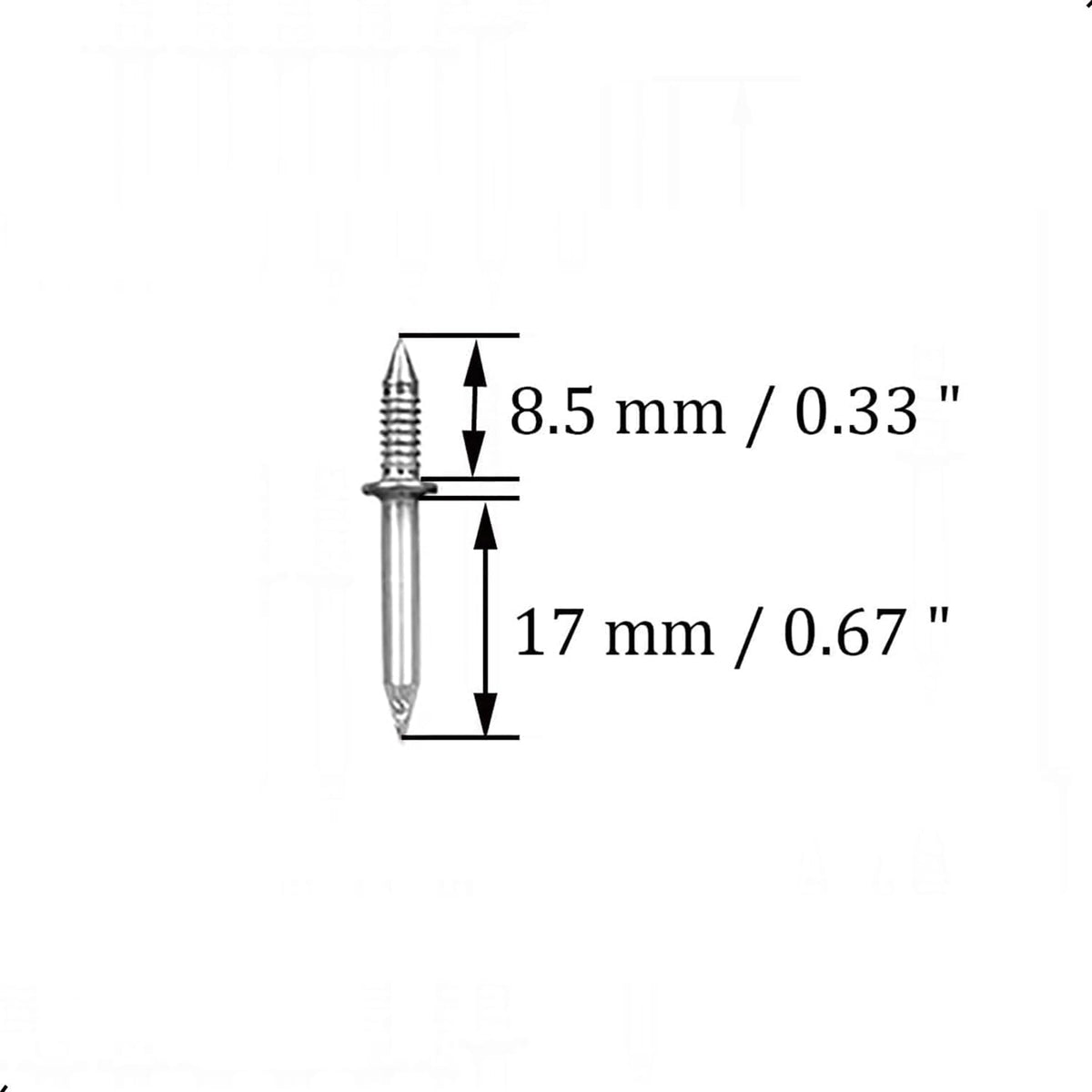 Dimension diagram of one double-head nail, showing the length of the ridged upper section and the longer smooth lower shank. 3