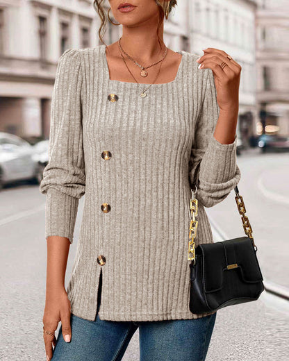 Knitted Ladies Top with Buttons – Mireille