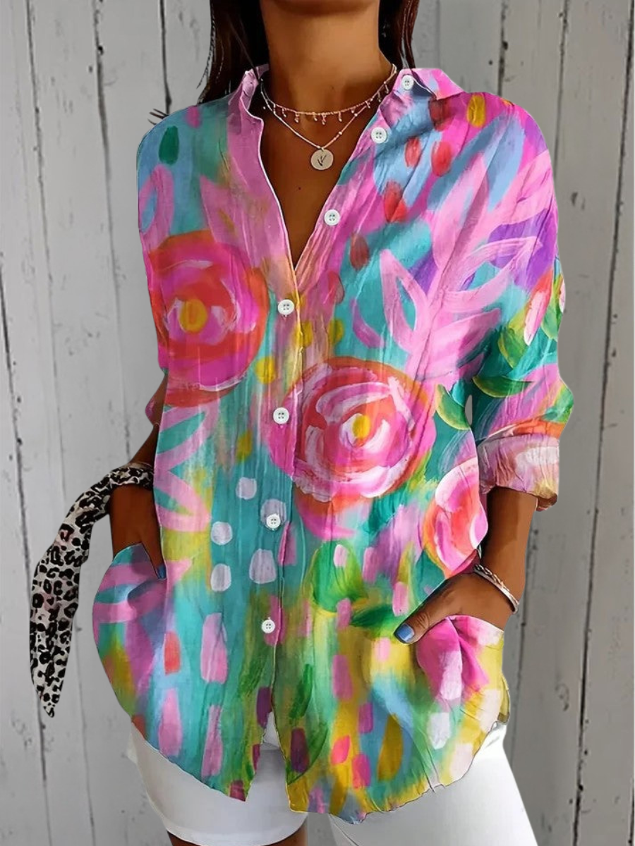 Anica Blouse with Artistic Print Pattern 1