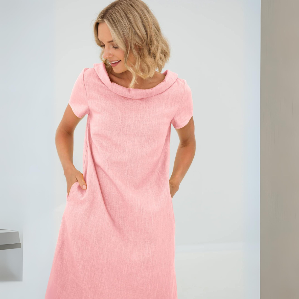 Stylish summer dress in a linen-cotton blend - LinaLuft